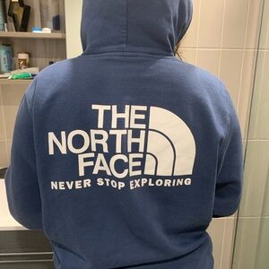 The North Face Navy Hoodie with White Logo
